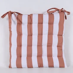 Galette de chaise déperlante coton rayé terracotta L.45 x l.45 x ep.4cm Ornami