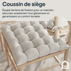 Galette de chaise en coton Hiva beige L.45 x l.45cm GoodHome
