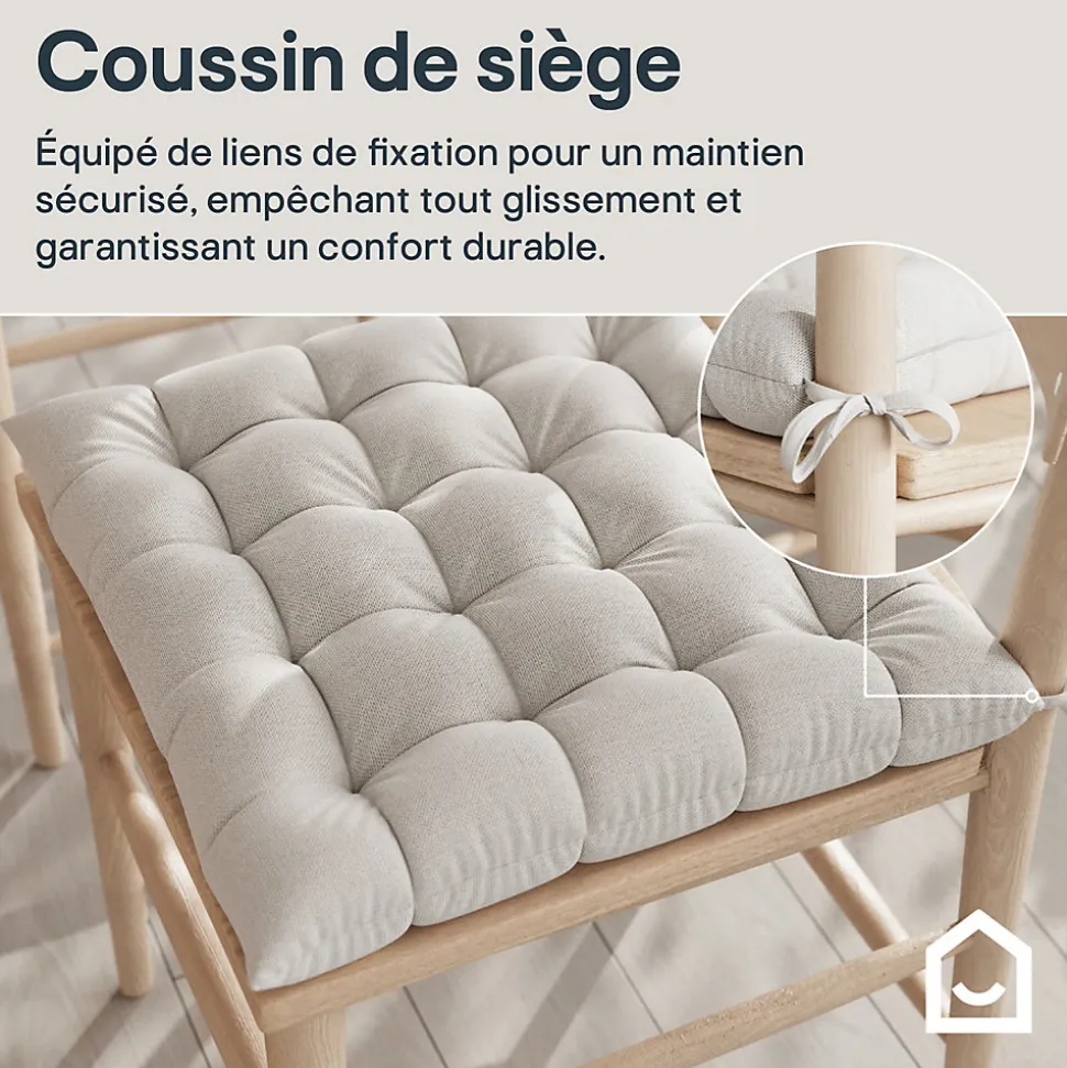 Galette de chaise en coton Hiva beige L.45 x l.45cm GoodHome