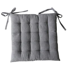 Galette de chaise en coton recyclé (38x38 cm - Gris clair)