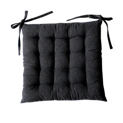 Galette de chaise en coton recyclé (38x38 cm - Gris Foncé)