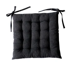 Galette de chaise en coton recyclé (38x38 cm - Gris Foncé)