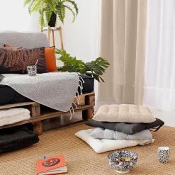 Galette de chaise en coton recyclé (38x38 cm - Gris Foncé)