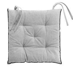 Galette de chaise en coton recyclé et bourdon apparent (40x40 cm - Gris clair)