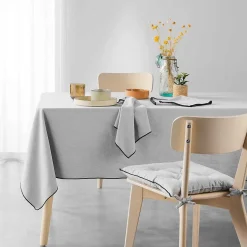 Galette de chaise en coton recyclé et bourdon apparent (40x40 cm - Gris clair)