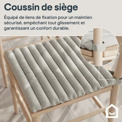 Galette de chaise en coton Matzo beige lin L.40 x l.40cm GoodHome