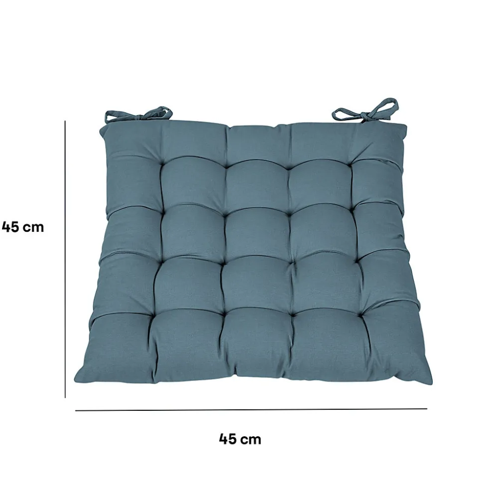 Galette de chaise en coton Hiva bleu L.45 x l.45cm GoodHome
