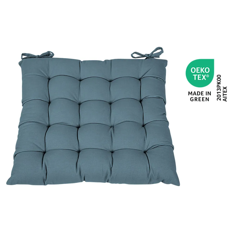 Galette de chaise en coton Hiva bleu L.45 x l.45cm GoodHome