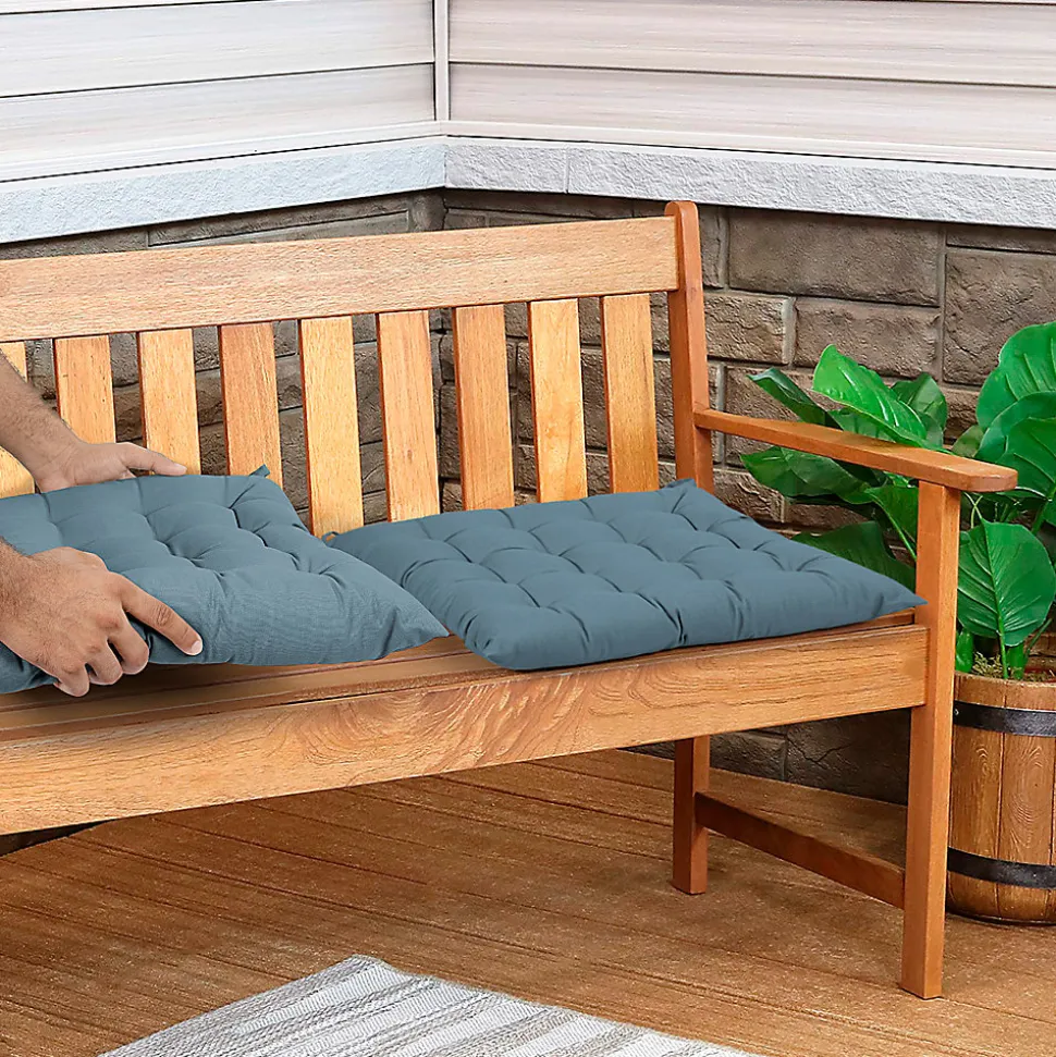 Galette de chaise en coton Hiva bleu L.45 x l.45cm GoodHome