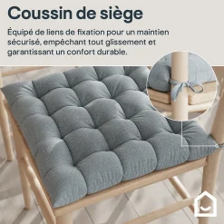 Galette de chaise en coton Hiva gris L.45 x l.45cm GoodHome