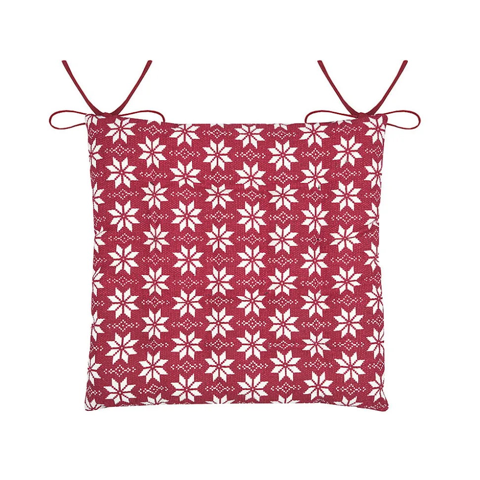 Galette de chaise esprit chalet traditionnel en coton (38x38 cm - Rouge)
