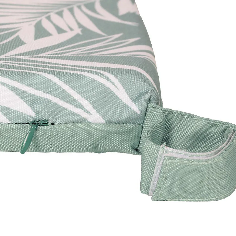 Galette de chaise extérieure déperlant 40x40cm, Imprimé Vert Palme Tropicale - Lot de 4