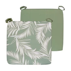 Galette de chaise extérieure déperlant 40x40cm, Imprimé Vert Palme Tropicale - Lot de 4