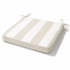 Galette de chaise imperméable déhoussable à rayures ARCACHON (40x40 cm - Lin)