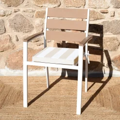 Galette de chaise imperméable déhoussable à rayures ARCACHON (40x40 cm - Lin)