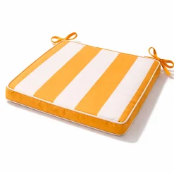 Galette de chaise imperméable déhoussable à rayures ARCACHON (40x40 cm - Jaune)