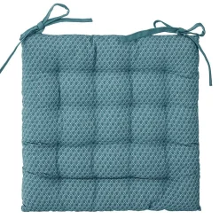 Galette de chaise Otto - coton - bleu canard - 38x38 cm - Atmosphera