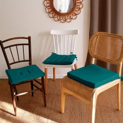 Galette de chaise piquée 40x40cm - 40x40cm - Vert emeraude