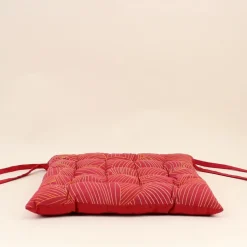 Galette de chaise rouge motifs feuillage 40cm