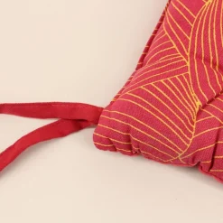 Galette de chaise rouge motifs feuillage 40cm