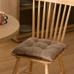 Galette de chaise Soana bouclette beige lin 38x38cm - Atmosphera
