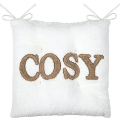 Galette de chaise ultra douce "Cosy" (38x38 cm - Ecru)