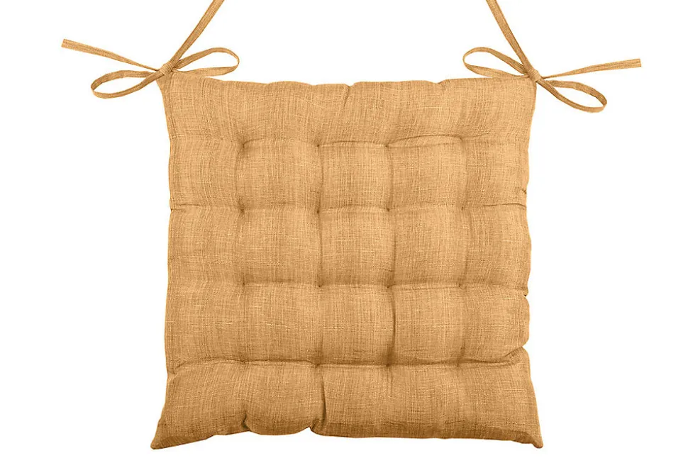 Galette de chaise unie en 16 points (40x40 cm - Jaune Ocre)