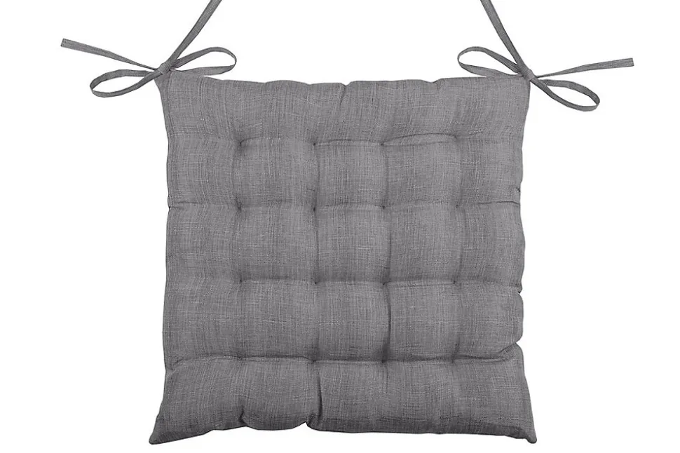 Galette de chaise unie en 16 points (40x40 cm - Gris anthracite)
