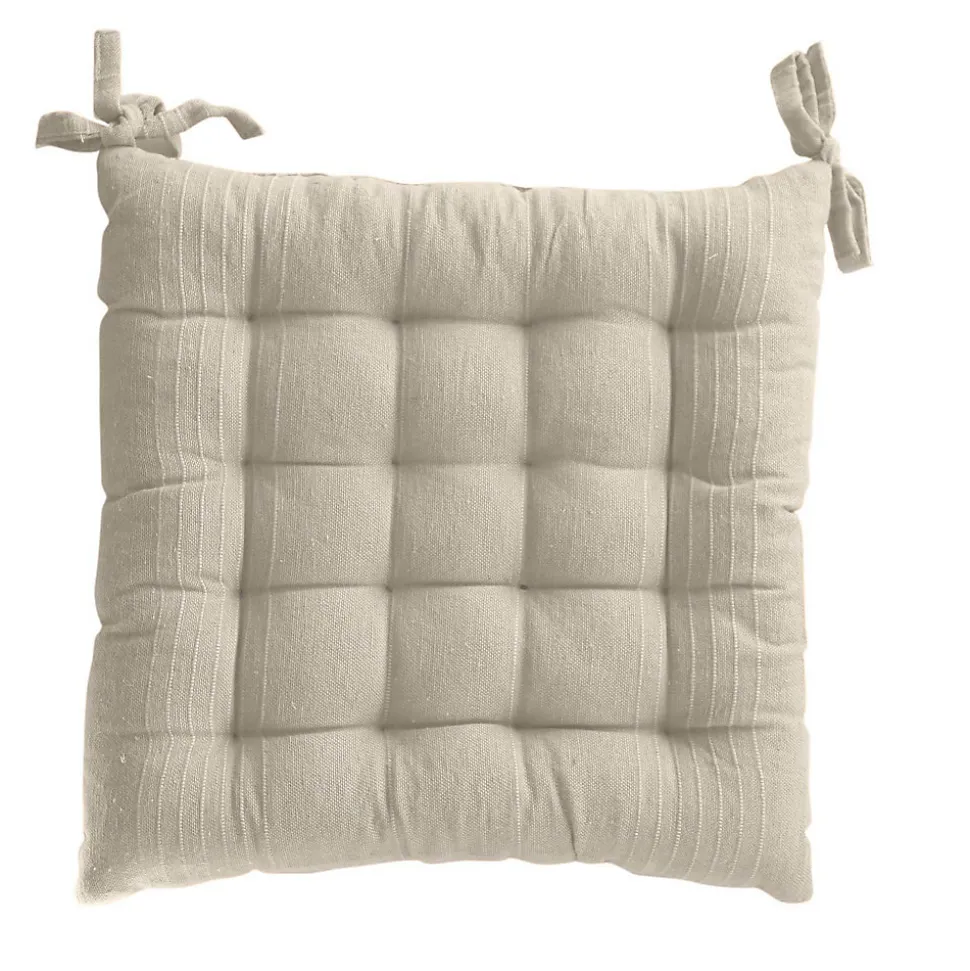 Galette piquée en coton recyclé (38x38 cm - Naturel)