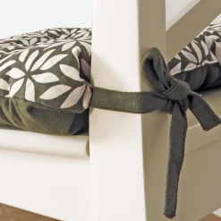 Galettes de Chaise Bicolores - lot de 2 - 40x40cm en Kaki Imprimé/Uni de DYLREV