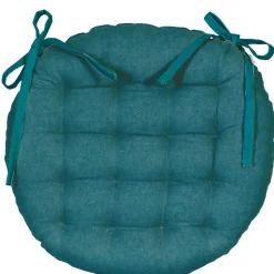 Galettes de Chaise Bicolores - lot de 2 - D.40cm - Bleu Canard et Moutarde, DYLREV