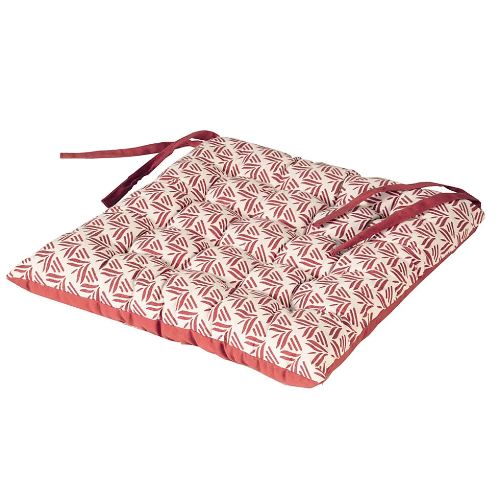 Galettes de Chaise Bicolores - lot de 2 - 40x40cm en Terracotta Imprimé et Uni, DYLREV
