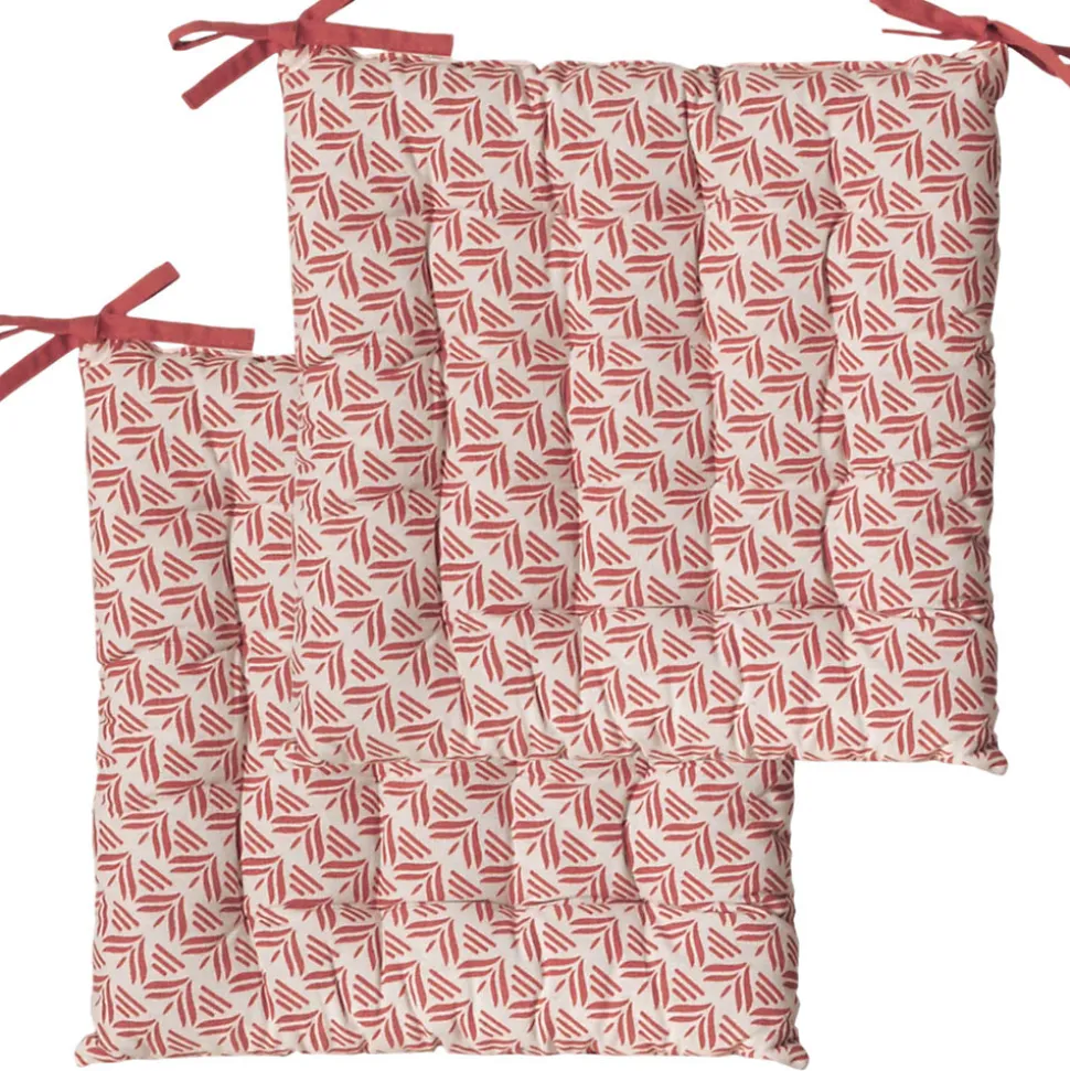 Galettes de Chaise Bicolores - lot de 2 - 40x40cm en Terracotta Imprimé et Uni, DYLREV