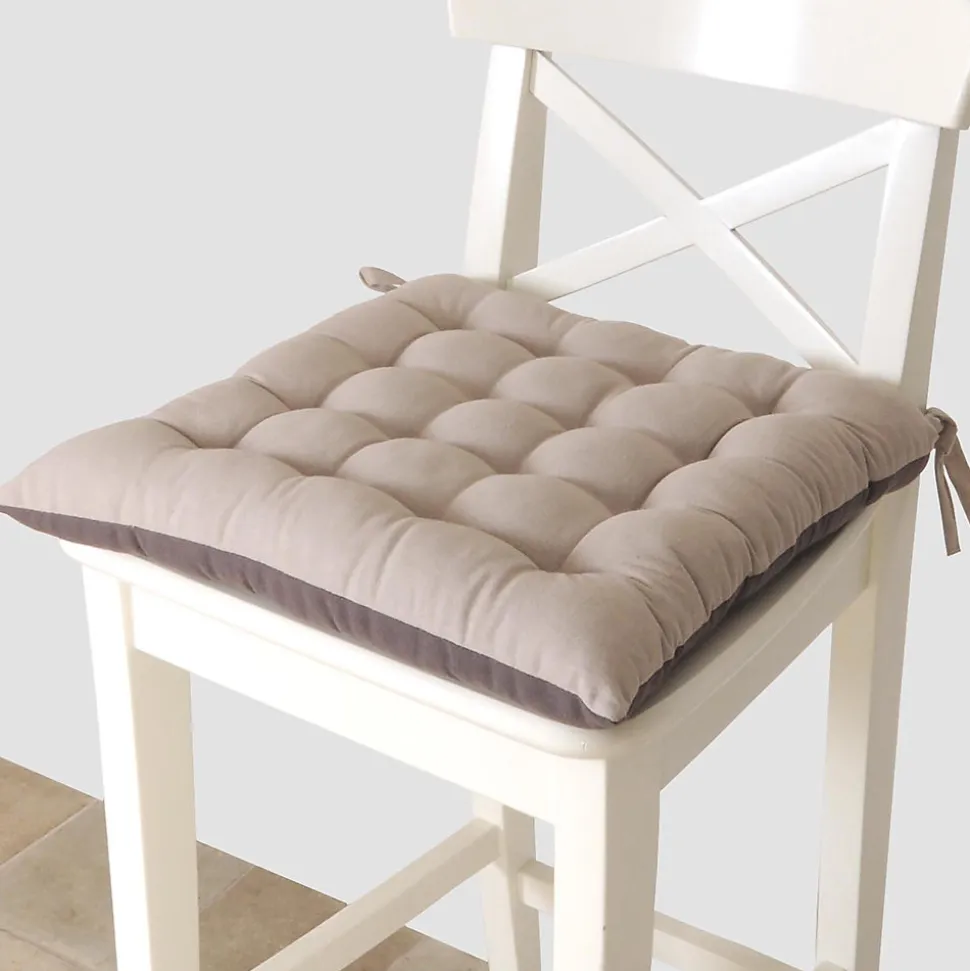 Galettes de chaise carrées bicolores 40x40cm - Lot de 6 Taupe/Anthracite pour un confort stylé