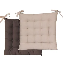 Galettes de Chaise Carrées Bicolores 40x40cm - Lot de 2 Taupe/Anthracite DYLREV