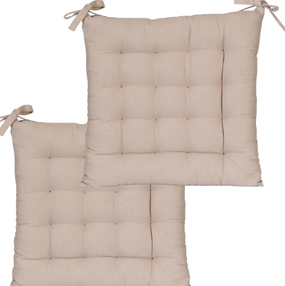 Galettes de Chaise Carrées Bicolores 40x40cm - Lot de 2 Taupe/Anthracite DYLREV