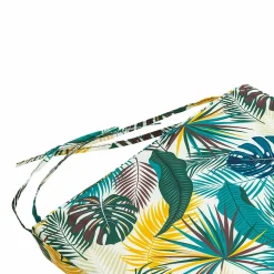 Gallette de chaise carré imperméable Palma feuillage tropical vert L.38 x l.38 x ep.8cm Deco&co