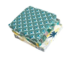 Gallette de chaise carré imperméable Palma feuillage tropical vert L.38 x l.38 x ep.8cm Deco&co