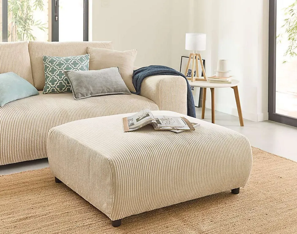 Garance - pouf modulable - en velours côtelé - Lisa Design