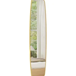 Grand miroir mural ovale design pleine longueur L.40 x H.160 cm cadre métal doré
