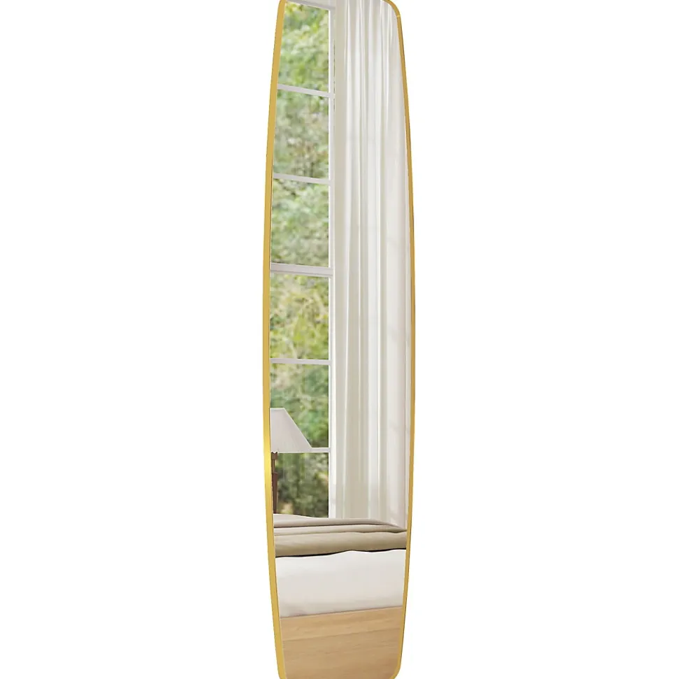 Grand miroir mural ovale design pleine longueur L.40 x H.160 cm cadre métal doré