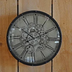 Grande horloge noire Genève 46cm