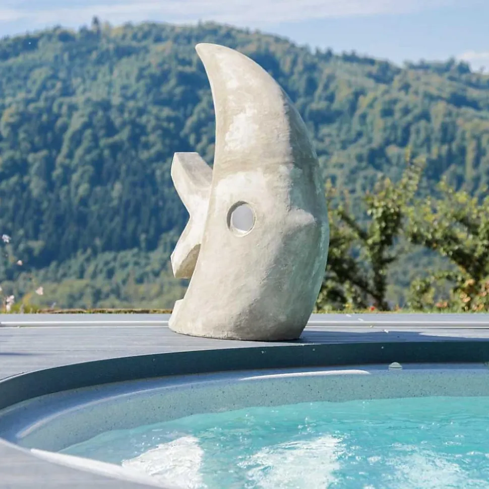 Grande sculpture design poisson 100 cm gris