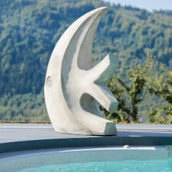 Grande sculpture design poisson 100 cm gris