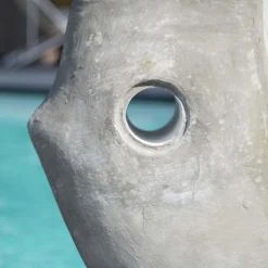 Grande sculpture design poisson 100 cm gris
