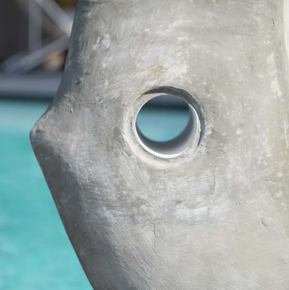 Grande sculpture design poisson 100 cm gris