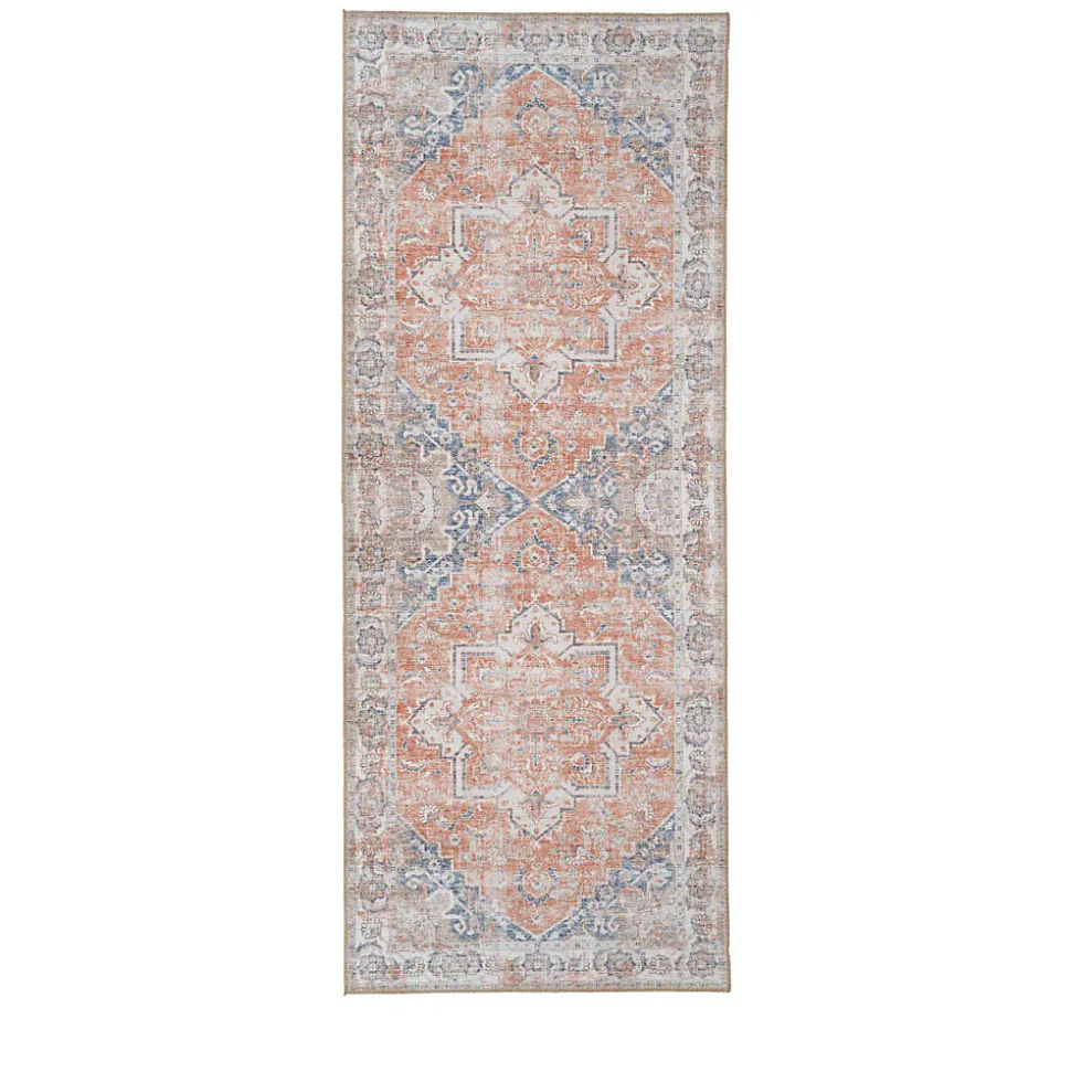 Havana I - Tapis vintage en chenille - Orange et bleu - 80x200cm