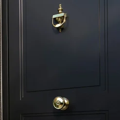 Heurtoir de porte extérieur GoodHome Tudy effet laiton doré H.180 mm x l.97 mm