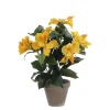 Hibiscus jaune artificiel ø30 x h.40 cm en pot Stan gris ø11,5 cm