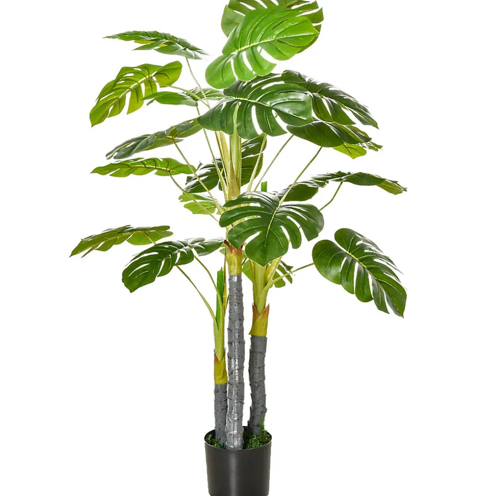 HOMCOM Arbre artificiel plante artificielle monstera H.1,2 m tronc branches lichen feuilles de tortue grand réalisme pot inclus